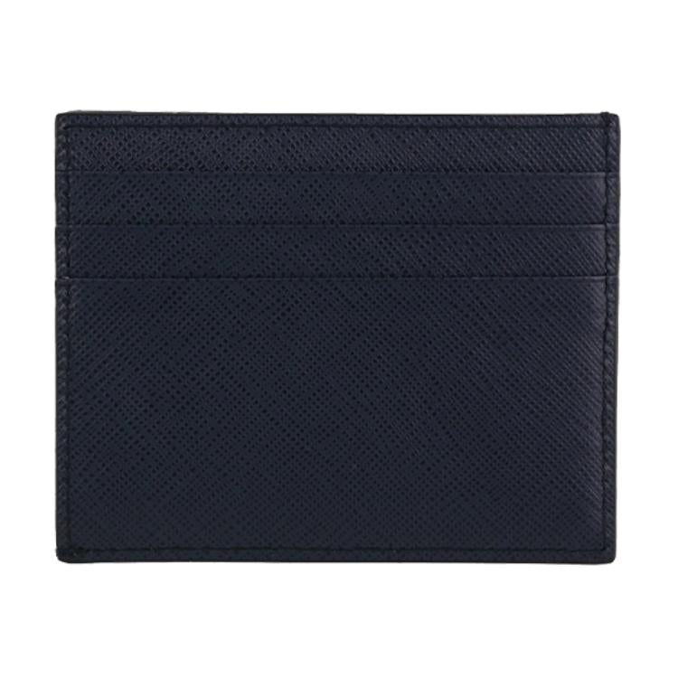 PRADA Calfskin Card Holder Men's Dark Blue
