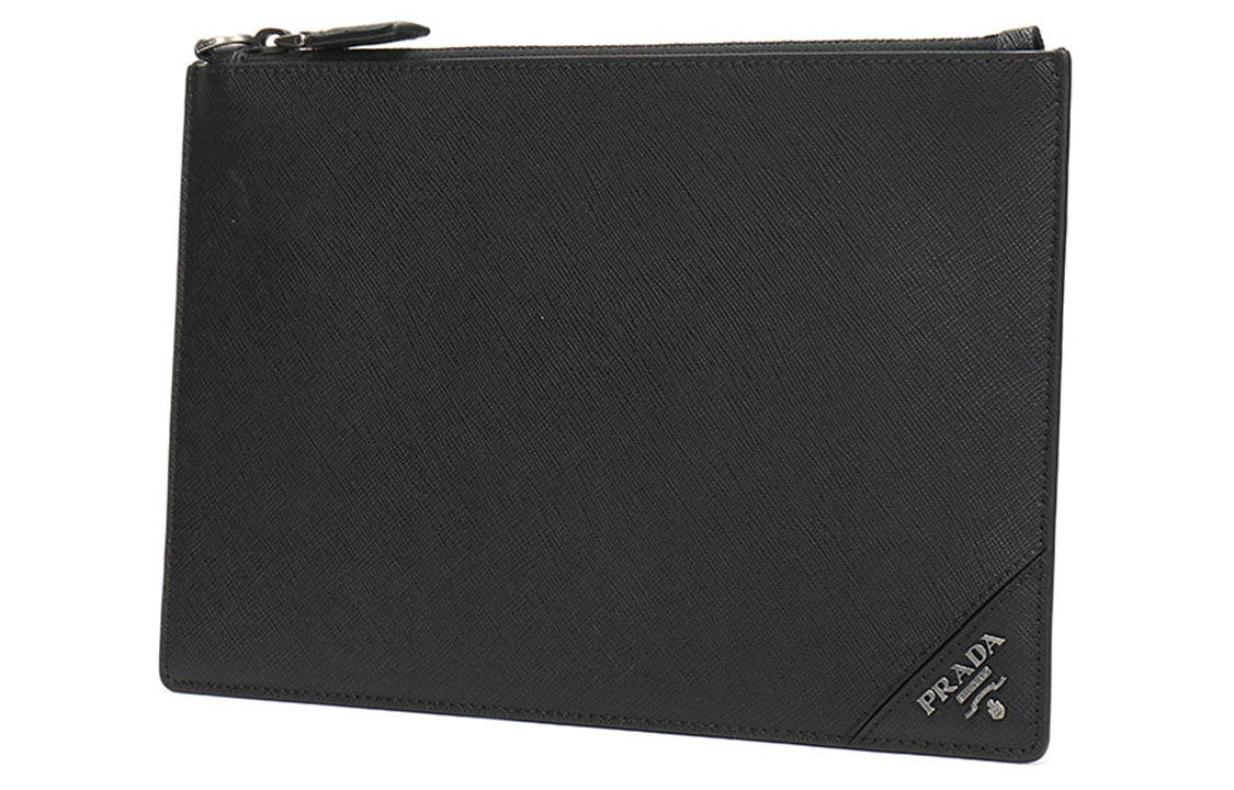 PRADA Cow Leather Clutch Regular Men's Black