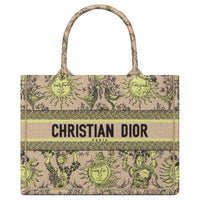 DIOR BookToteDIORIVIERA Embroidery Tote Bag Shopping Bag Handbag Medium Size Women's Lemon