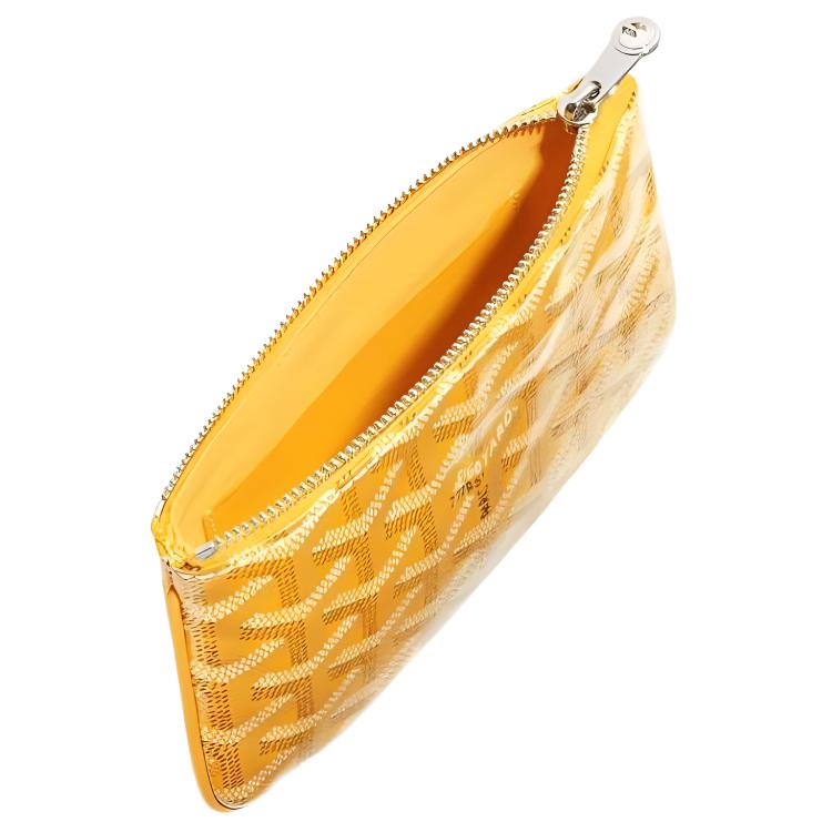 GOYARD SENAT Canvas With Calfskin Wallet Card Holder Clutch Mini Unisex Yellow