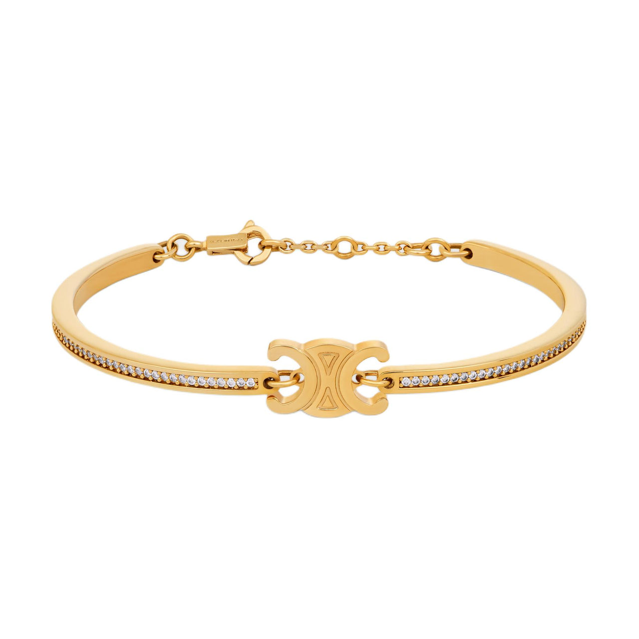 CELINE Triomphe Articulated Sparkle Bracelet In Strass And Brass With Gold Finish