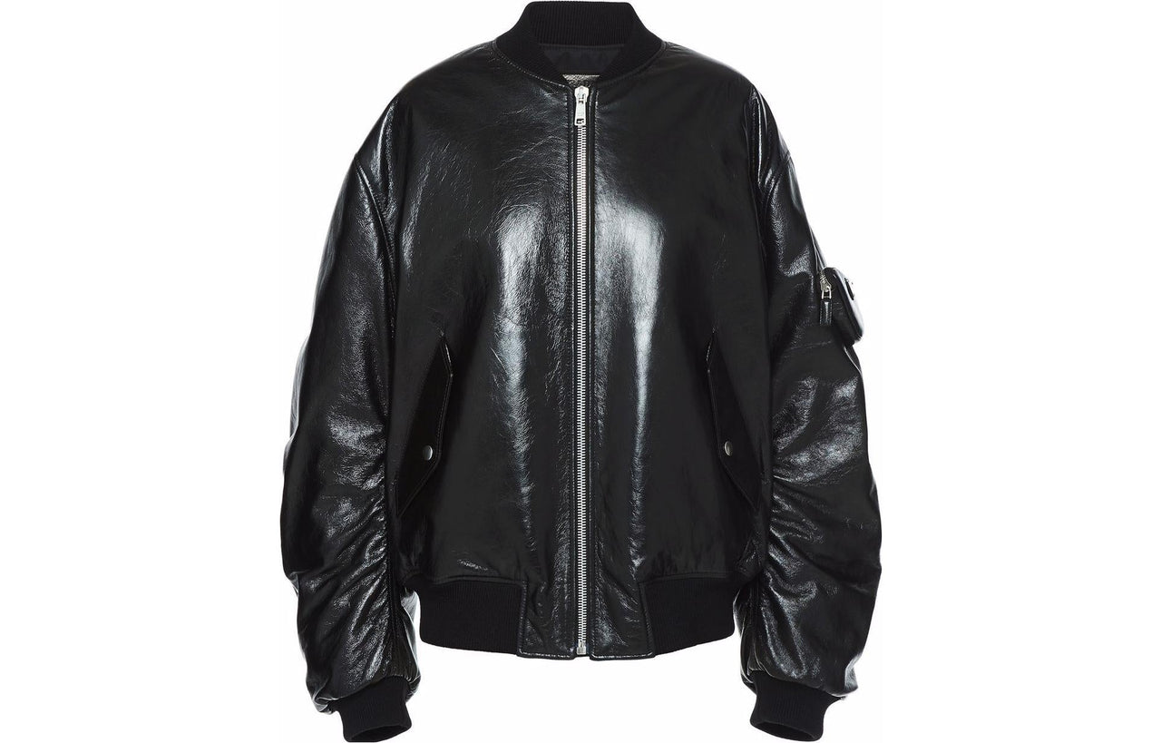 PRADA Oversized Nappa Leather Bomber Jacket 'Black'