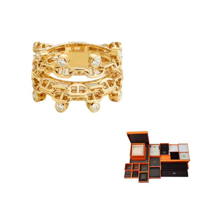 HERMES 18K Gold Rings Unisex Gold