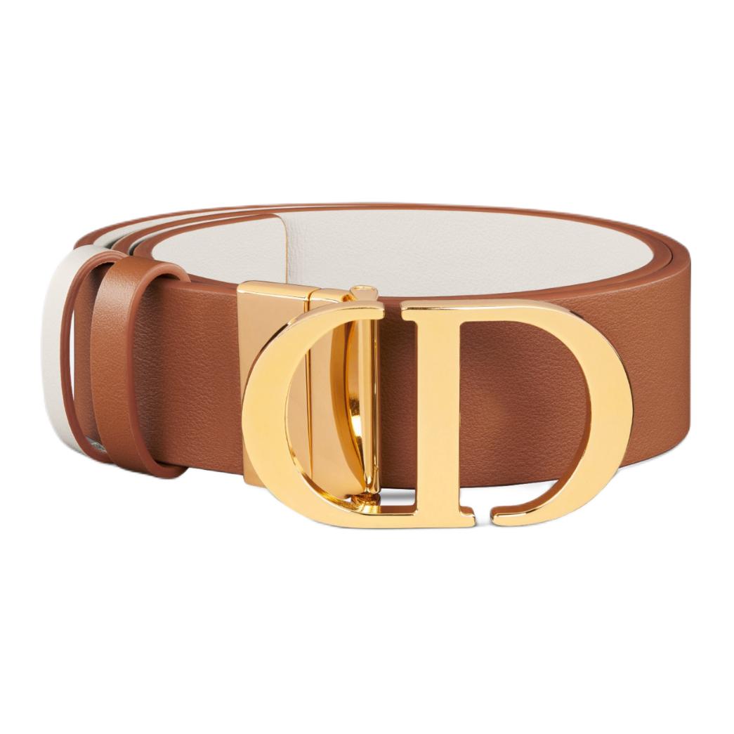 DIOR 30 Montaigne Emblem Buckle Pin Buckle Leather Belts Women's Brown 3.5CM
