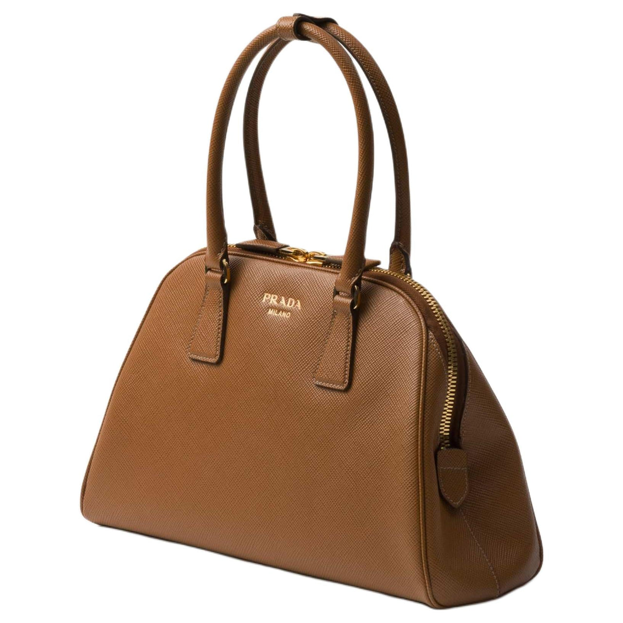 PRADA Calfskin Shoulder Bag Medium Size Unisex Caramel