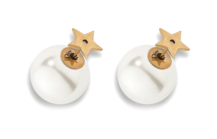 DIOR Gold-Plated Earrings Women's White