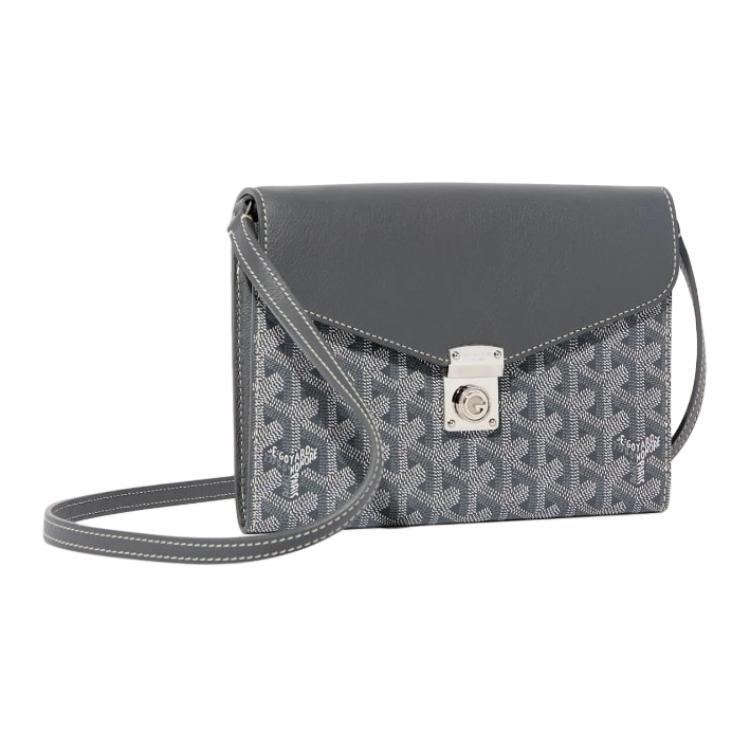GOYARD Canvas With Calfskin Shoulder Bag Crossbody Bag Small Size Unisex Gray
