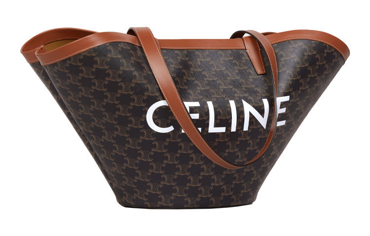 CELINE Couffin Canvas With Leather Binding Tote Bag, Shopping Bag, Handbag Tubas Women's Black/Brown