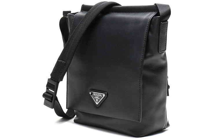 PRADA Cow Leather Shoulder Bag Crossbody Bag Men's Black