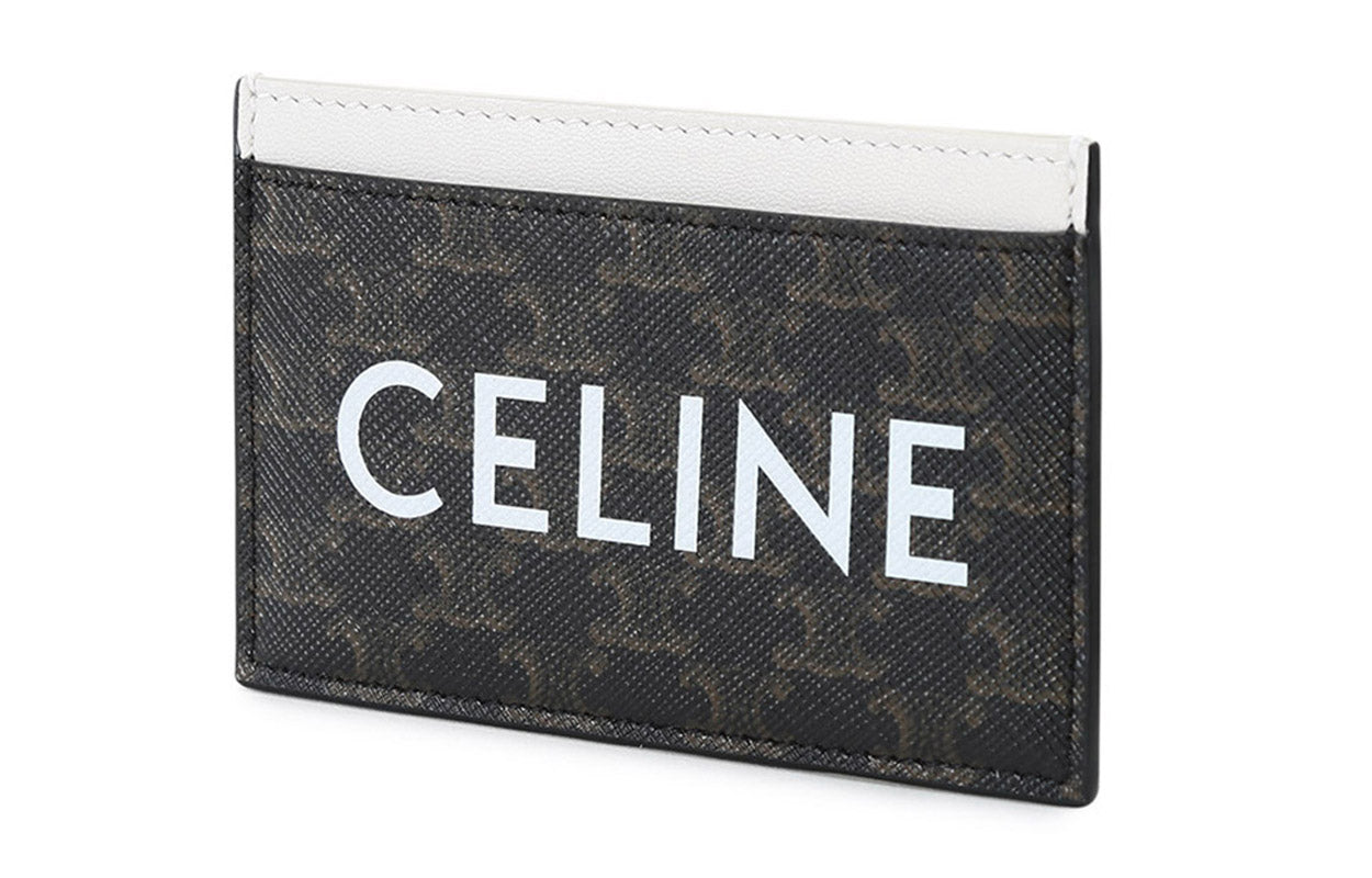 CELINE Coated Canvas Card Holder Card Holder Women's Charcoal Black Bone White Tawny