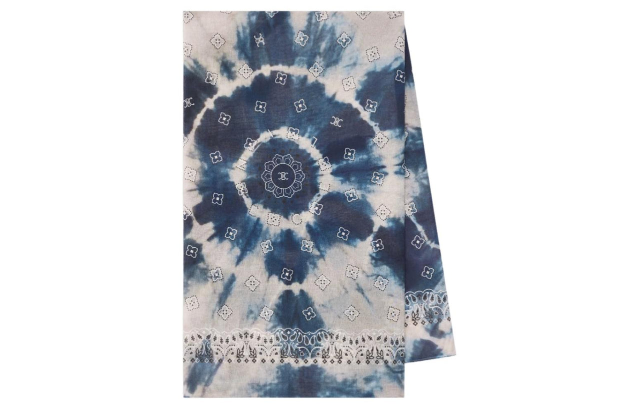 CELINE Cotton Silk Scarves Women's Blue