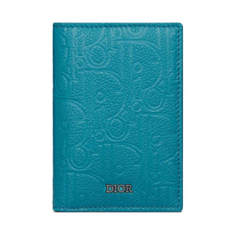 DIOR Calfskin Card Holder Men's Blue