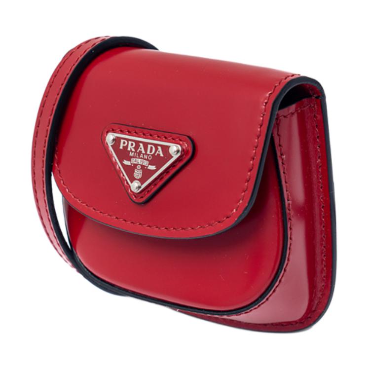 PRADA Cow Leather Earphone Case Women's Red