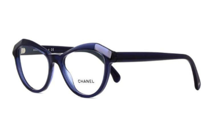 CHANEL - Irregular Shape Eyeglass Frames Women's Blue
