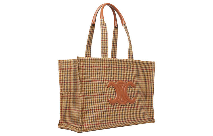 CELINE Fabric With Calfskin Trim Tote Bag Shopping Bag Shoulder Bag Handbag Large Size Women's Multicolor