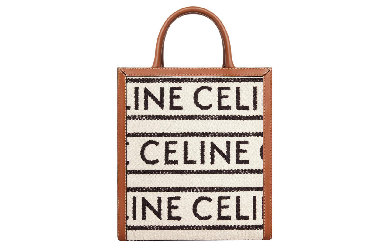 CELINE Cabas Cowhide Leather Tote Bag Shopping Bag Shoulder Bags Handbags Regular Women's White/Black