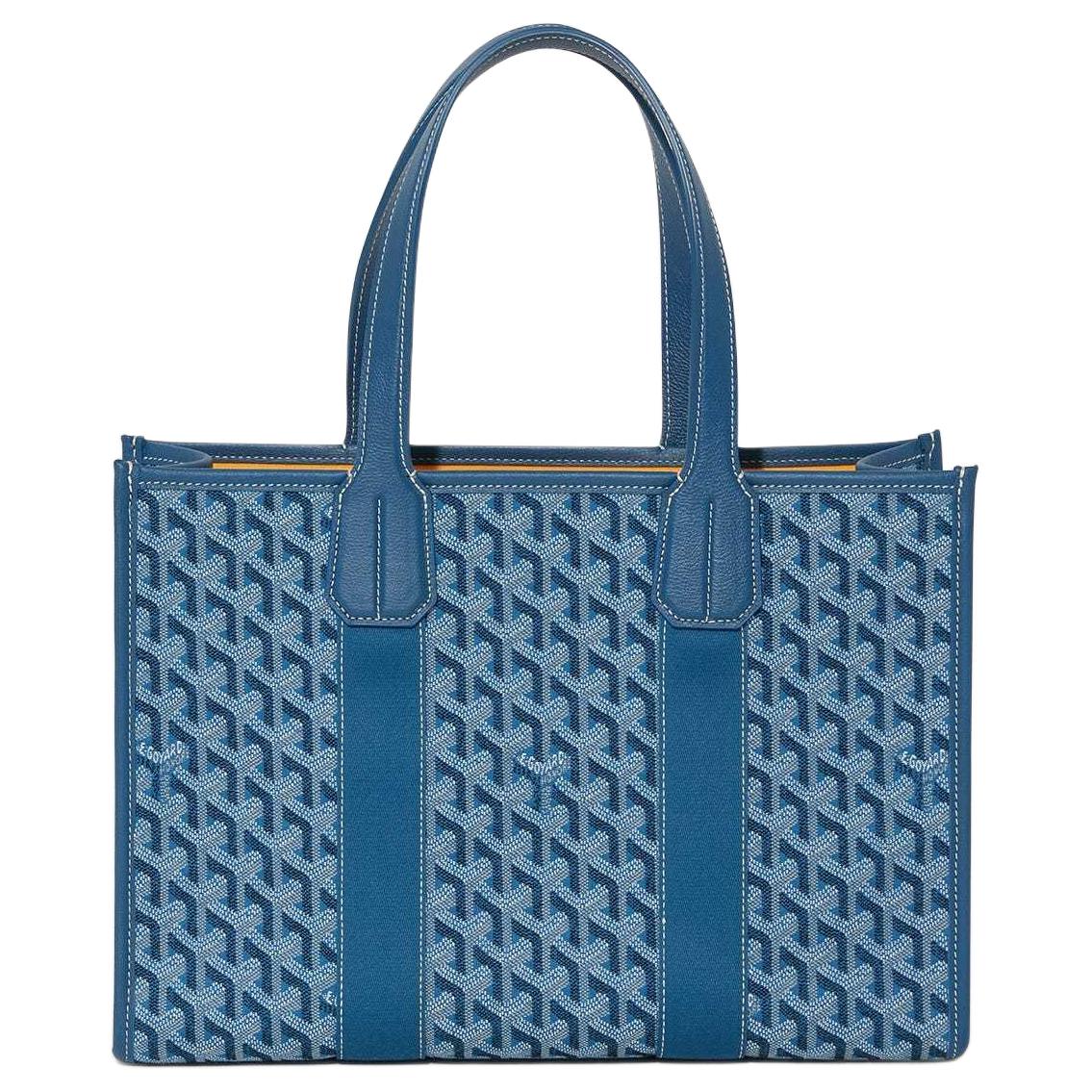 حقيبة GOYARD Villette Jacquard Canvas، حقيبة حمل، حقيبة تسوق، حقيبة يد، حقيبة كتف صغيرة الحجم للجنسين، أزرق محيطي
