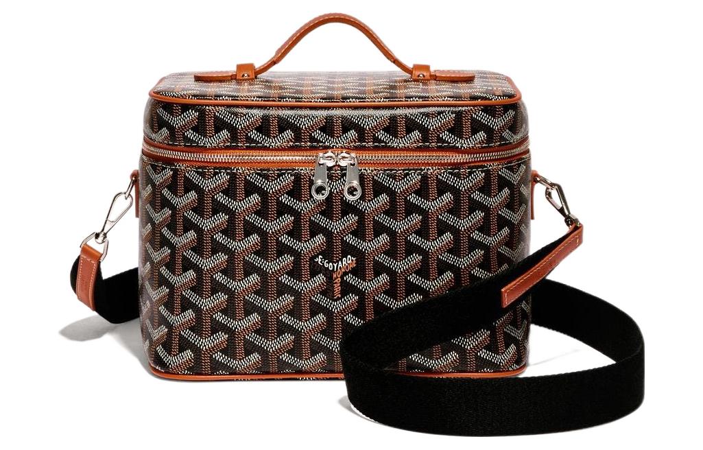 GOYARD Polyester-Cotton Blend With Clamecy Cow Leather Bag Straps Small Size Unisex Black/Brown