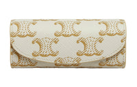 CELINE Triomphe Canvas Ring Bag Clutch Women's White