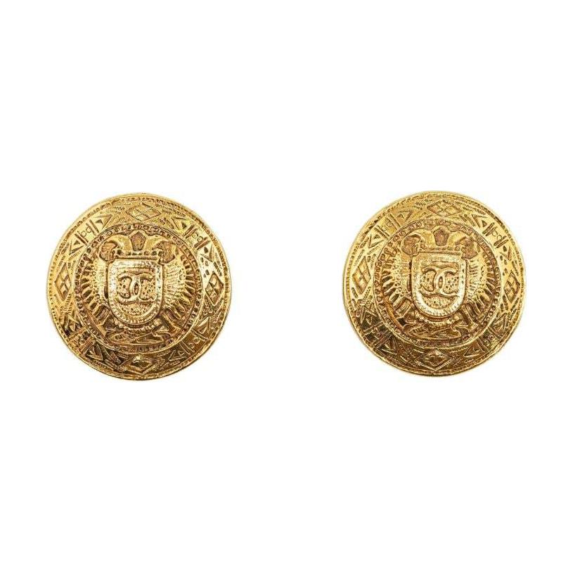 CHANEL 1970-1980 Cc Clip On Costume Earrings