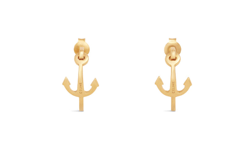 CELINE Brass Earrings Women's Gold