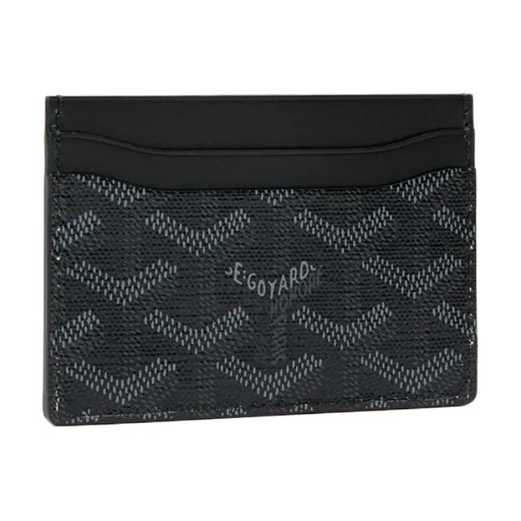 GOYARD Saint Sulpice Canvas With Calfskin Card Holder Card Holder Unisex Pitch Black