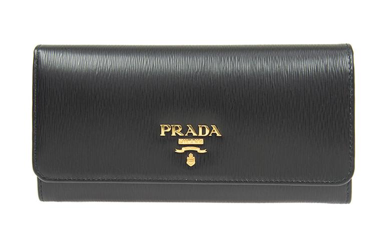 PRADA Calfskin Wallet Women's Black