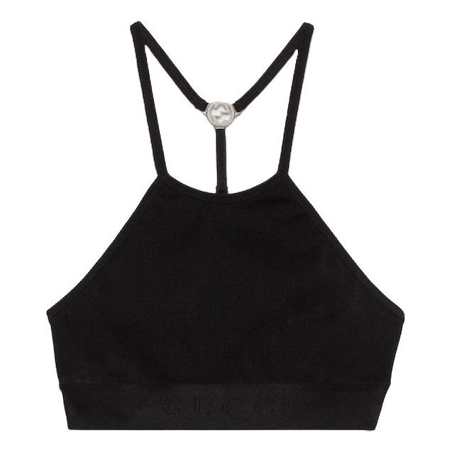 (WMNS) Gucci Nylon Jersey Crop Top 'Black' 772425-XUAJ3-1000