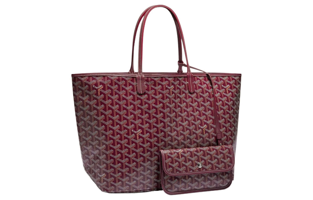 GOYARD Saint Louis Canvas Calfskin Tote Bag Shopping Bag Handbag Small Size Unisex Burgundy