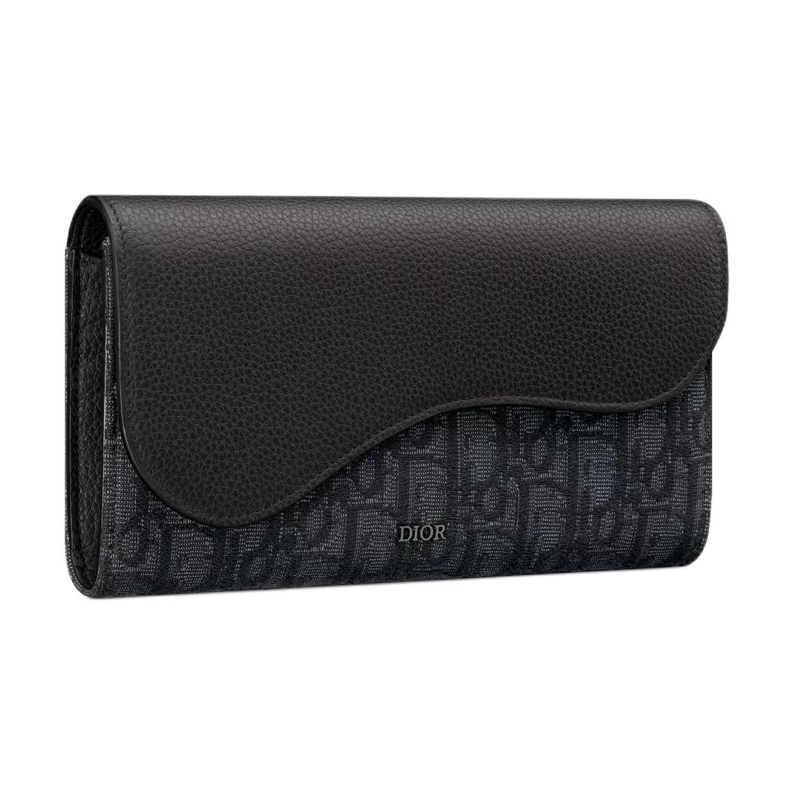 DIOR Saddle Cotton With Calfskin Wallet Regular Men's Black
