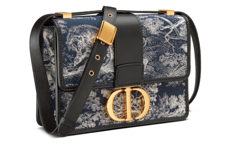 DIOR 30 Montaigne Jacquard Fabric Box Bag Handbag Shoulder Bag Crossbody Bag Women's Blue