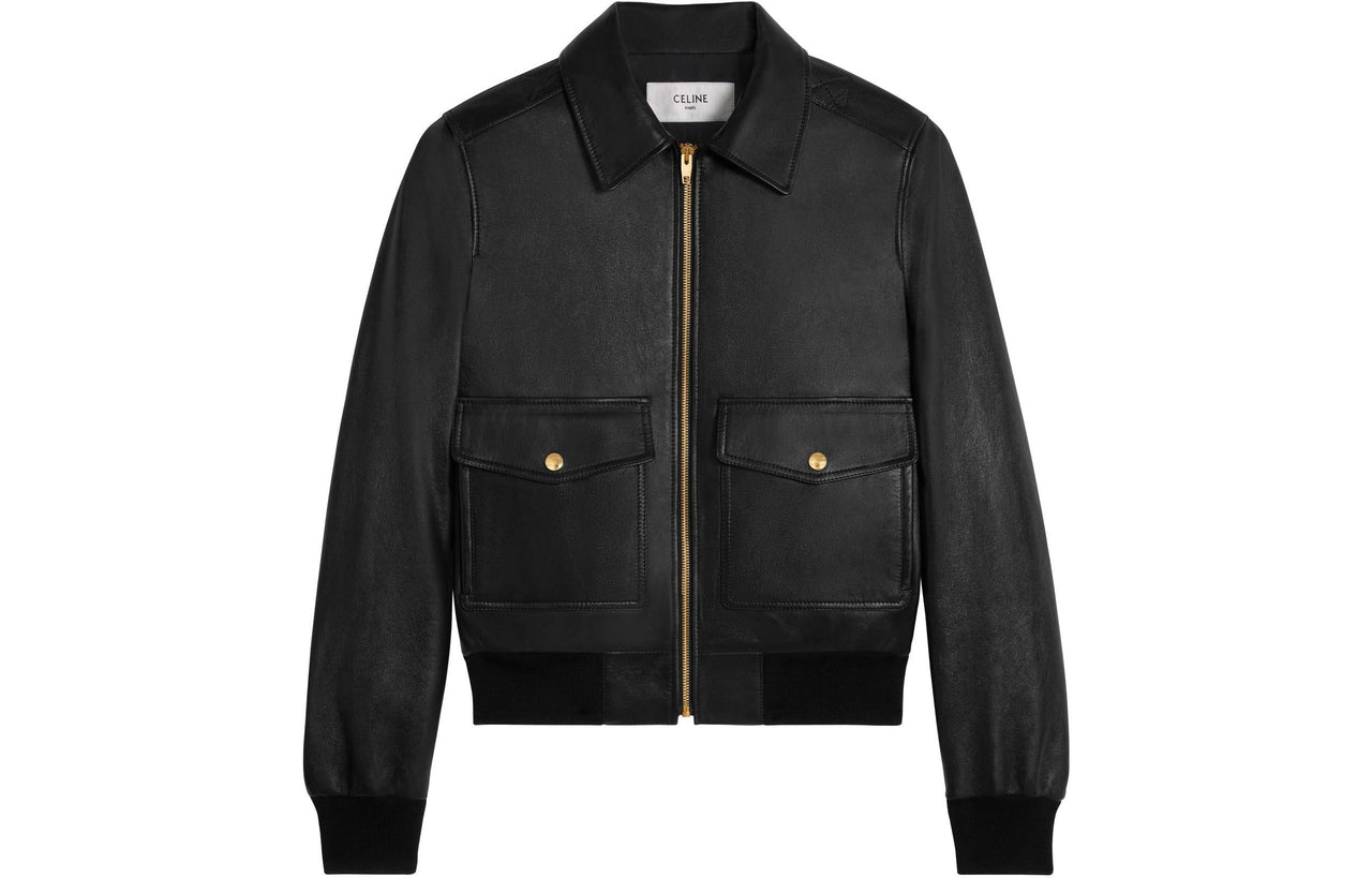 CELINE Aviator Blouson Jacket In Soft Lambskin