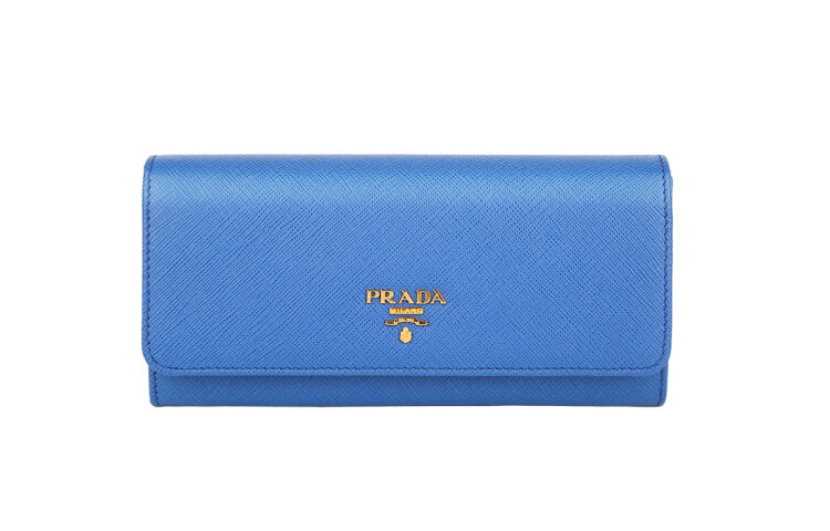PRADA Cowhide Leather Wallet Women's Blue