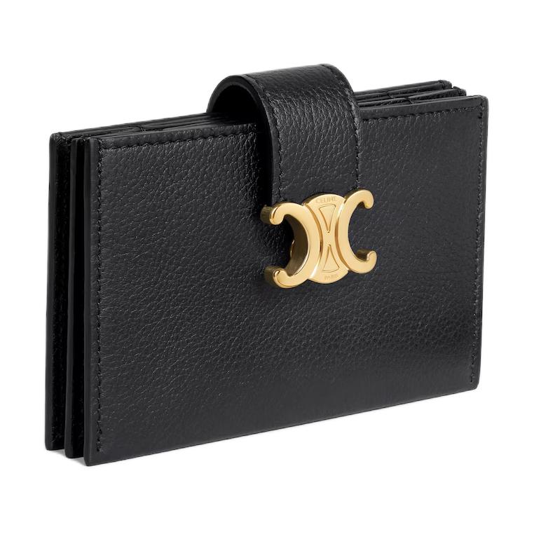 CELINE Calfskin Card Holder Women's Black