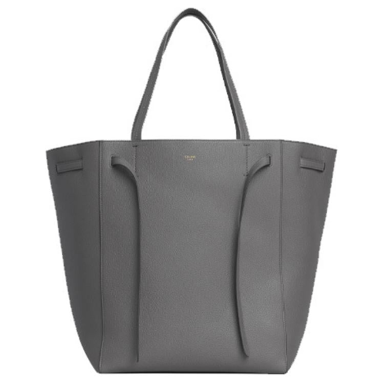 CELINE Cow Leather Portable Crossbody Bag Shoulder Bag Medium Size Women's Gray