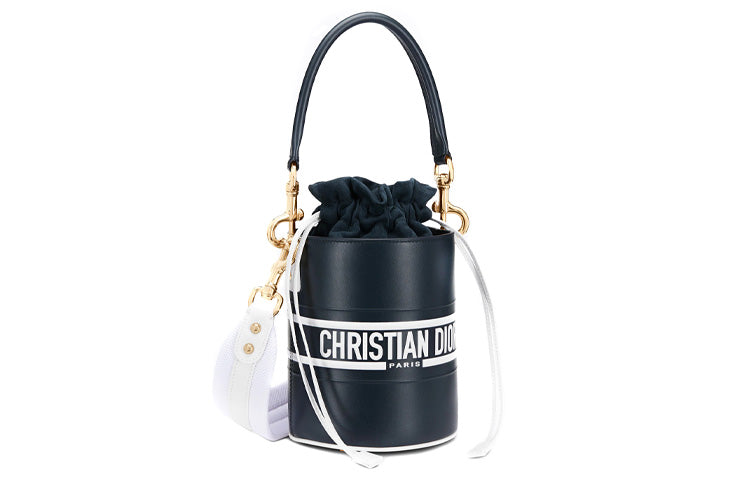 DIOR Smooth Cow Leather Bucket Bag, Shoulder Bag, Crossbody Bag, Handbag Trumpets Women's Blue