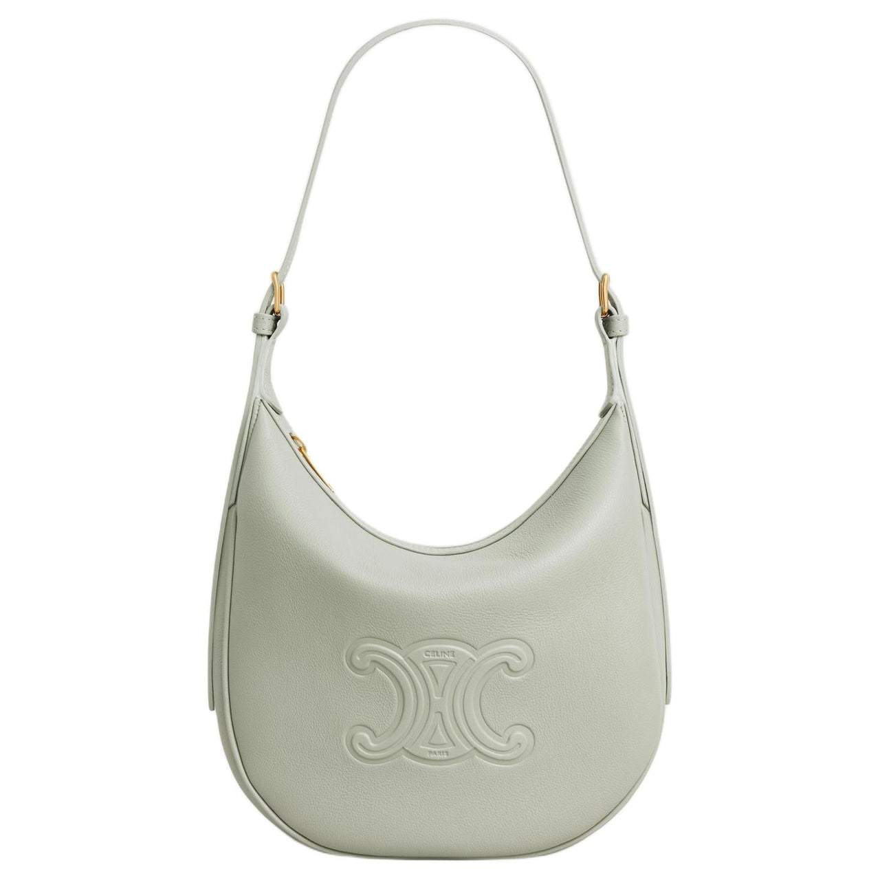 CELINE Cuir Triomphe Calfskin Crossbody Bag, Shoulder Bag Small Size Women's Light Green
