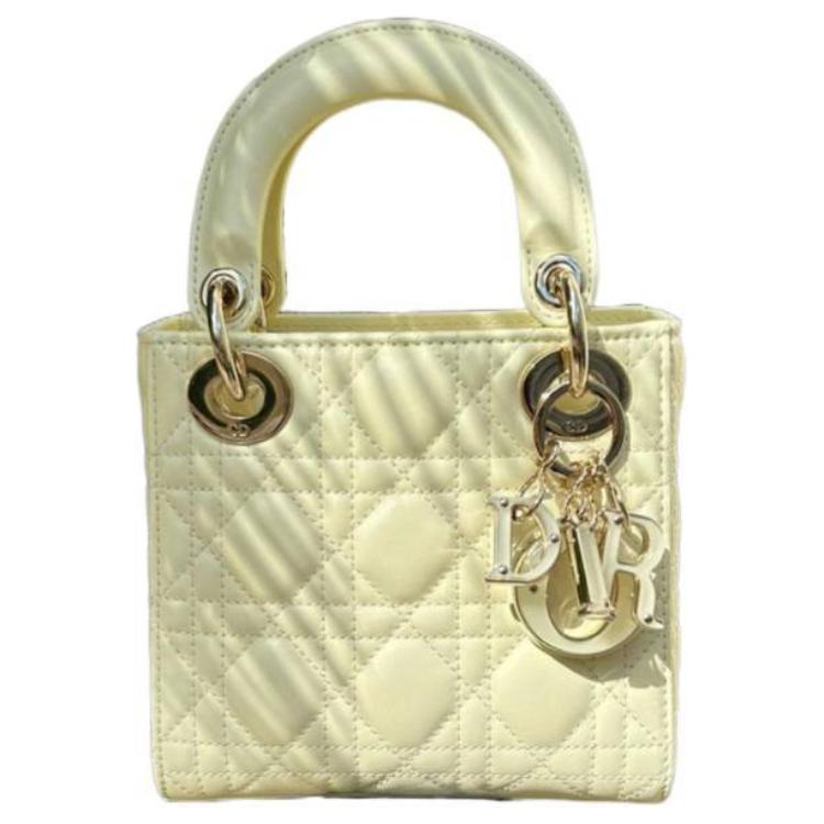DIOR Lady Dior Sheepskin Lady Dior Bag, Shoulder Bag, Crossbody Bag, Handbag Mini Women's Yellow