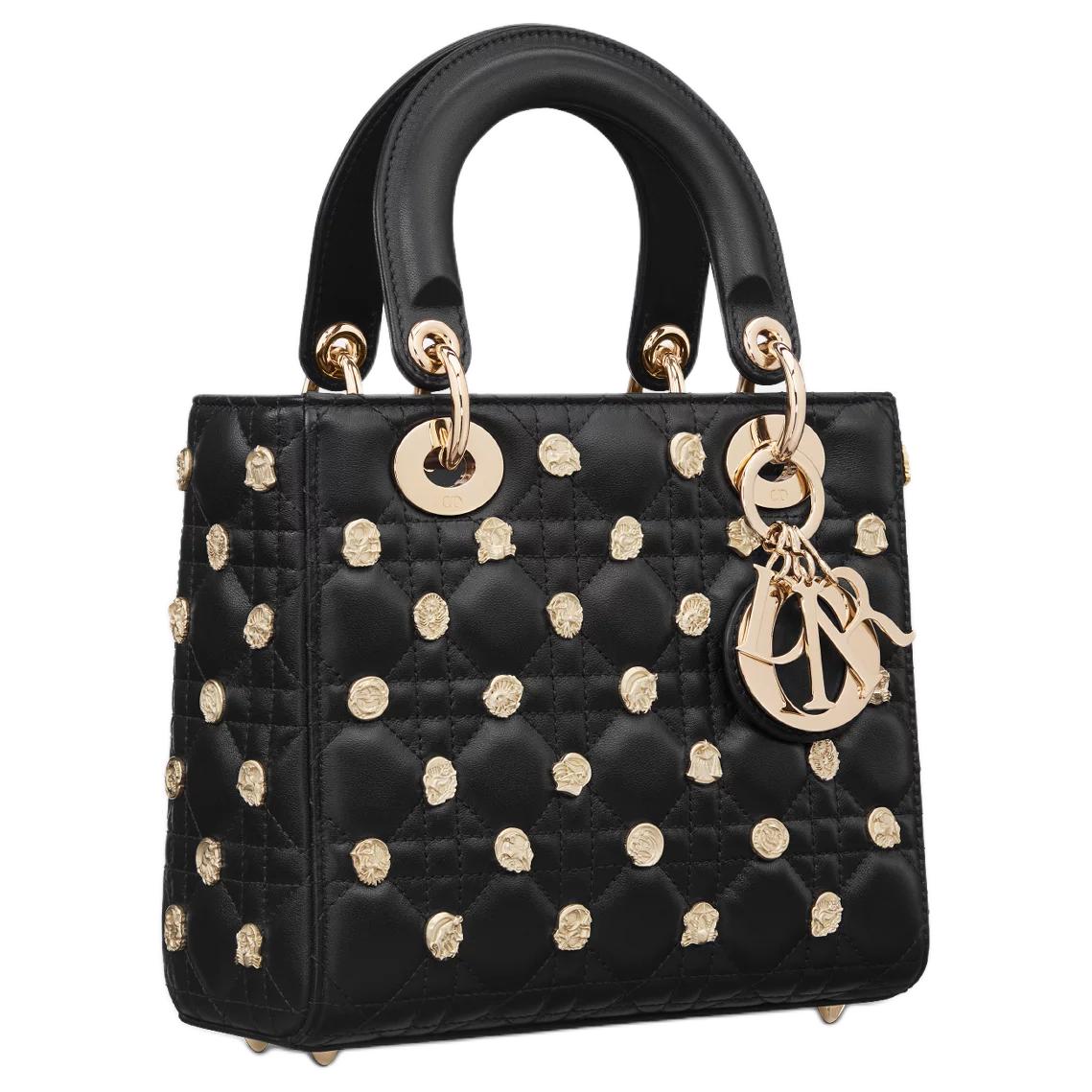 DIOR Lady DiorMy ABCDior Sheepskin Lady Dior Bag, Shoulder Bag, Crossbody Bag, Handbag Small Size Women's Black