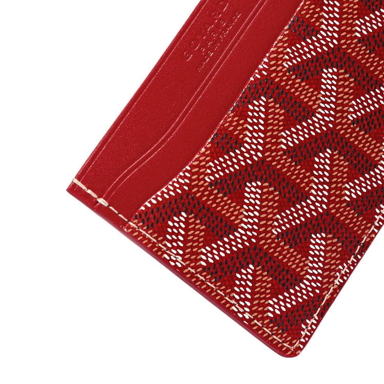 GOYARD Saint-Sulpice Canvas With Calfskin Card Clip Card Holder Unisex Red & Burgundy Small Heart