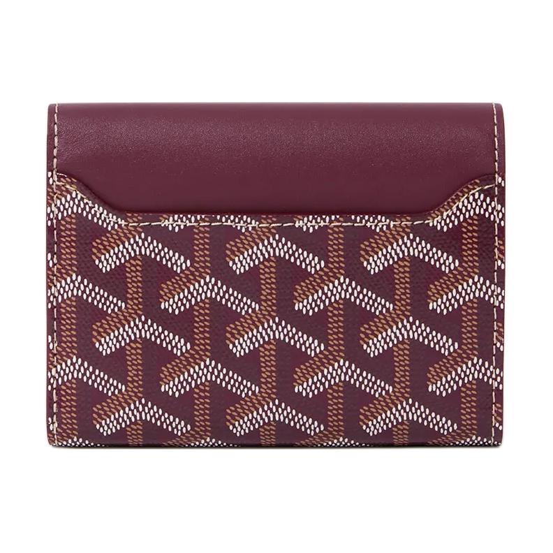 GOYARD Canvas With Calfskin Wallet Unisex Burgundy Color