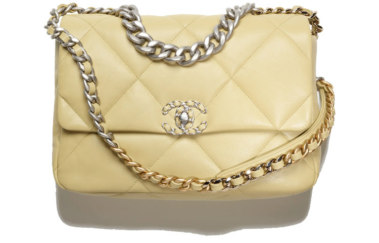 CHANEL 19Bag Lambskin Shoulder Bag Crossbody Bag Large Size Women's Light Green