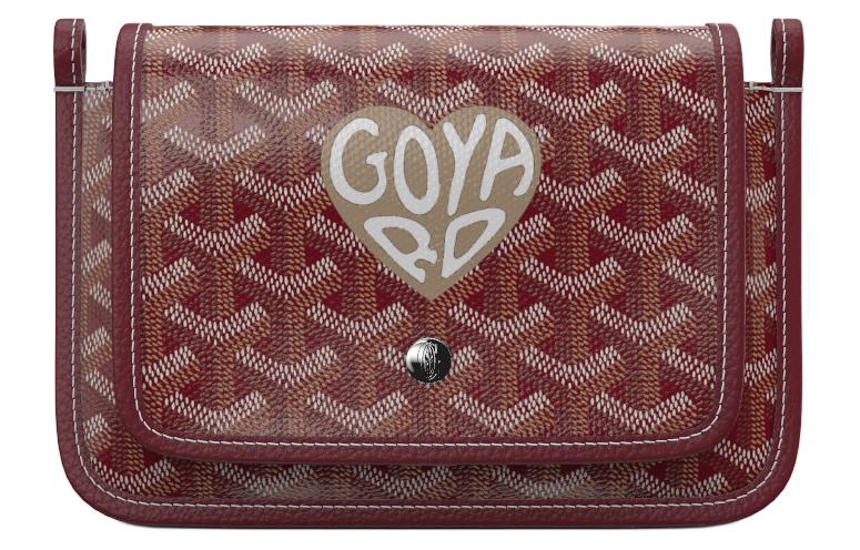 GOYARD Canvas With Leather Envelope Bag Crossbody Bag Shoulder Bag Unisex Burgundy & Ivory Small Heart