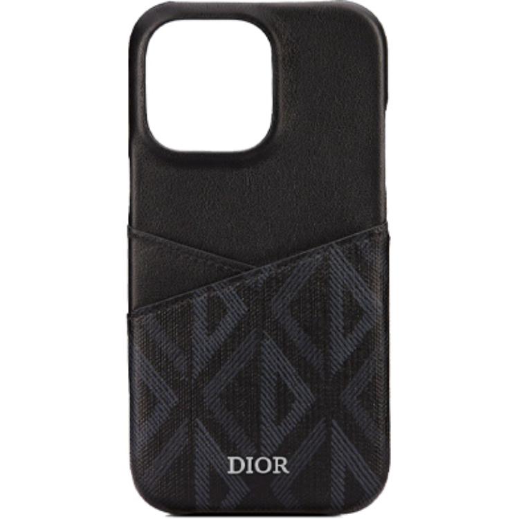 DIOR Canvas With Calfskin Material Logo Badge Phone Cases Compatible With IPhone 13 Pro