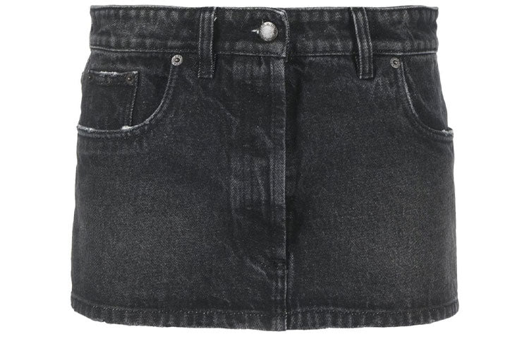 PRADA Denim Washed Ultra Mini Skirt 'Black'