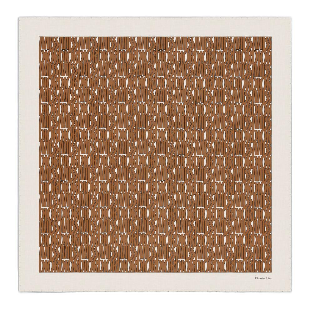 DIOR Cashmere Silk Scarves Women's White/Camel