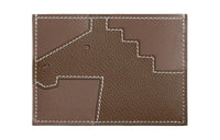 HERMES Evercolor & Tadelakt Calfskin Card Holder Women's Elephant Gray & Brown Green