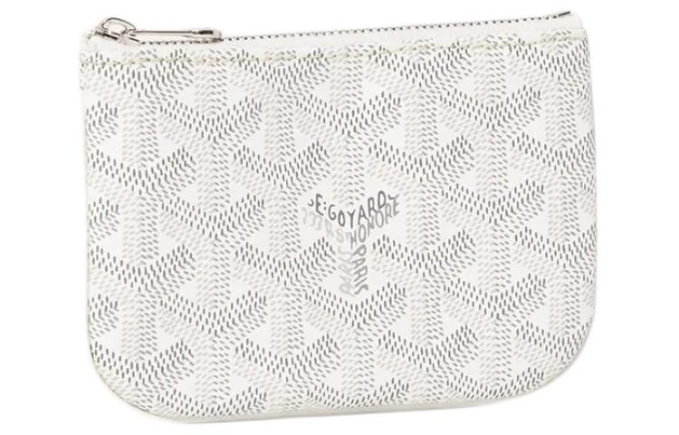 GOYARD Canvas With Calfskin Key Pouch Nano Unisex White
