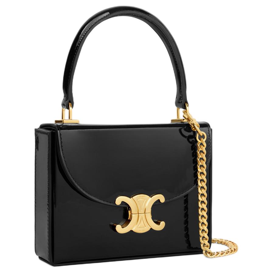 CELINE Cow Leather Shoulder Bag, Crossbody Bag, Handbag Trumpets Women's Black