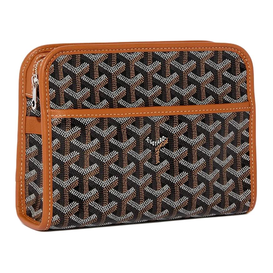 GOYARD JOUVENCE Calfskin Toiletry Bag Small Size Unisex Black & Brown